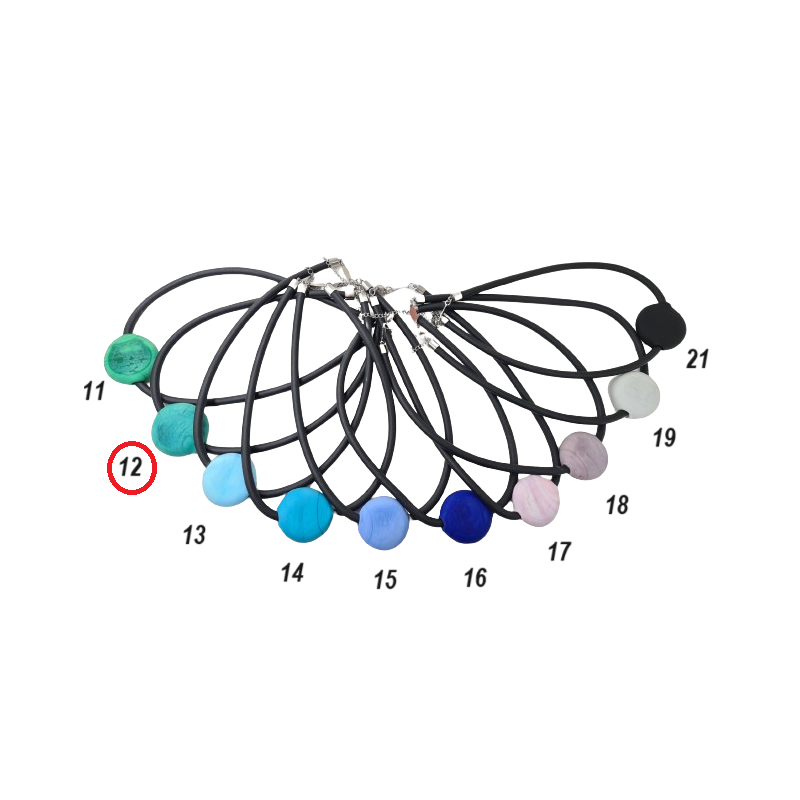 Necklace short "Galet" thick cord, in Murano glass