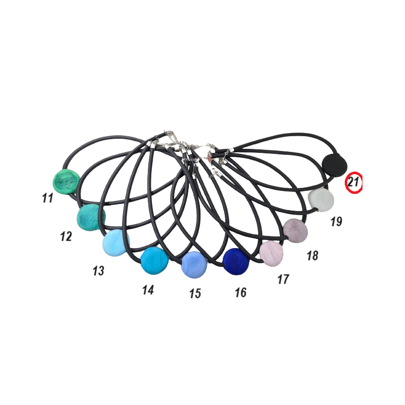 Necklace short "Galet" thick cord, in Murano glass