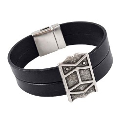 Bracelet cuir "Pavois" large - 2 cuirs