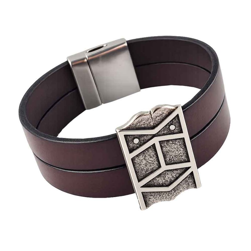 Bracelet cuir "Pavois" large - 2 cuirs