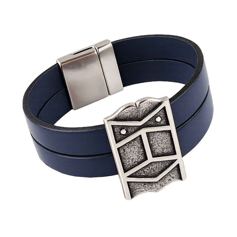 Bracelet cuir "Pavois" large - 2 cuirs