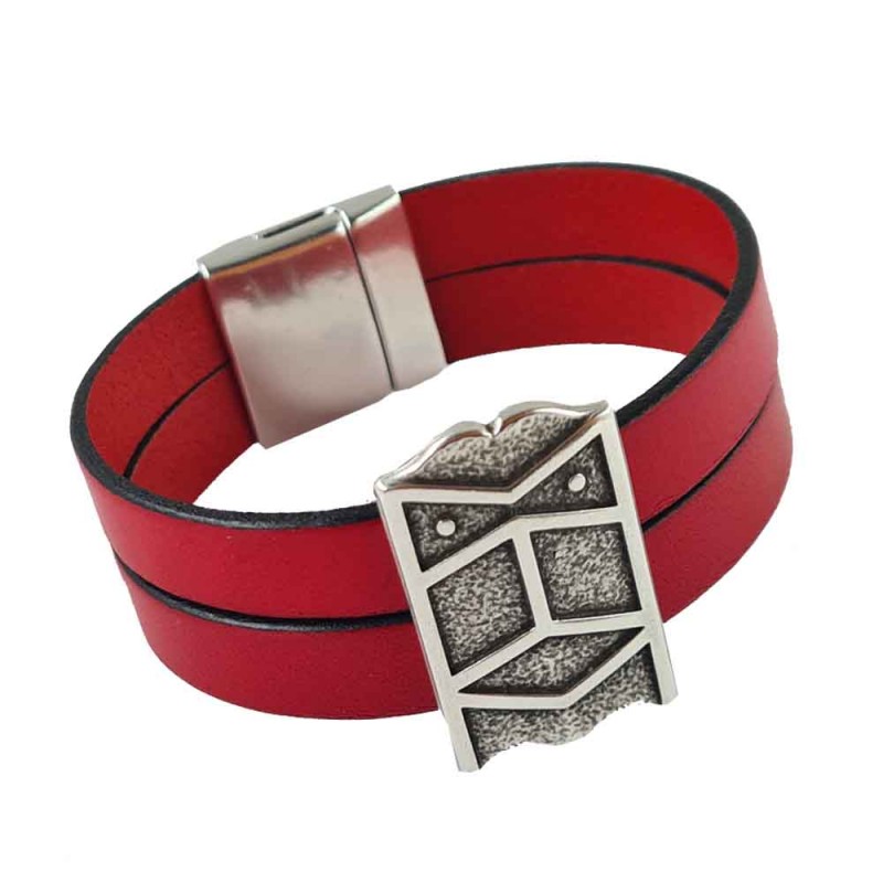 Bracelet cuir "Pavois" large - 2 cuirs