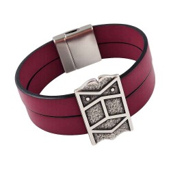 Bracelet cuir "Pavois" large - 2 cuirs