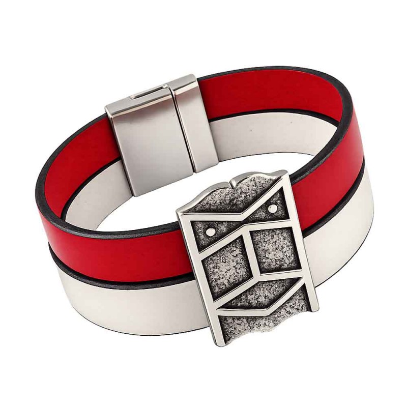 Bracelet cuir "Pavois" large - 2 cuirs