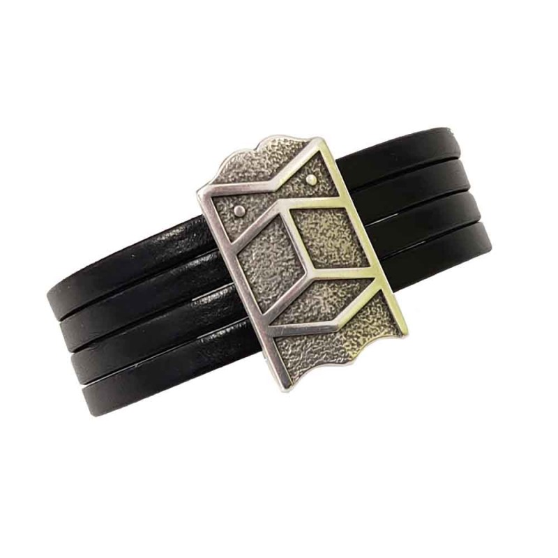 Bracelet cuir "Pavois" large - 4 cuirs