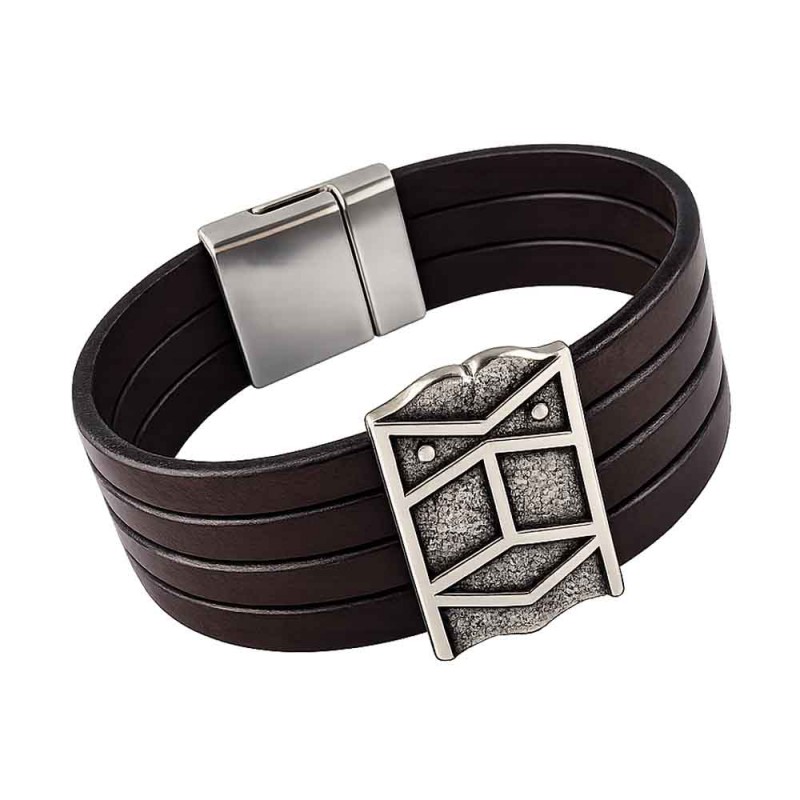 Bracelet cuir "Pavois" large - 4 cuirs