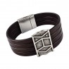 Bracelet cuir "Pavois" large - 4 cuirs