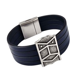 Bracelet cuir "Pavois" large - 4 cuirs