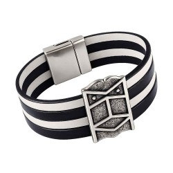 Bracelet cuir "Pavois" large - 4 cuirs