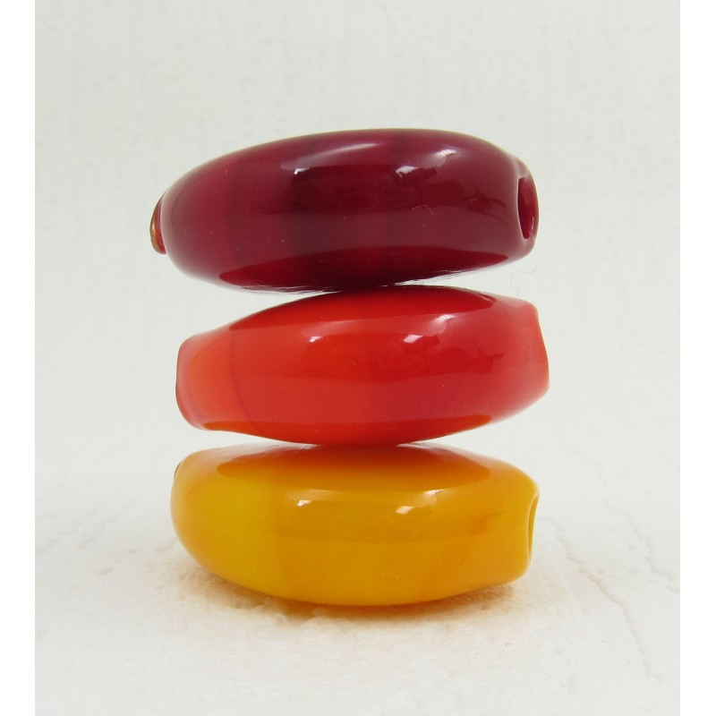 Perlen aus MuranoGlas "trio" rot, orange, gelb gländzen
