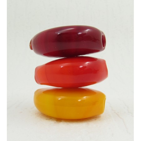 Murano Glass Beads "trio" - Brilliant red, orange, yellow